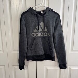 Adidas gray black logo hoodie size small